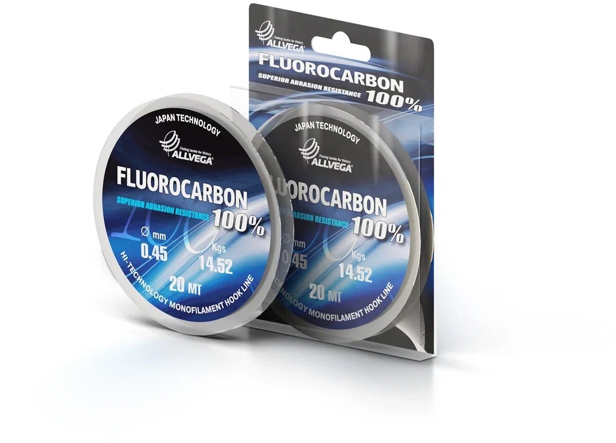 Леска монофильная ALLVEGA "FX Fluorocarbon 100%" 20м 0,45мм (14,52кг) флюорокарбон 100%