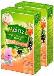 Каша Heinz молочный, пудинг, фруктовое ассорти в сливках, с 6 месяцев, 200 г, 2 уп.