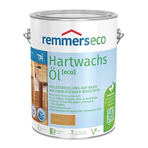 Масло для паркета и мебели Remmers Hartwachs-Öl Eco шелковисто-матовое (2,5л) бесцветный