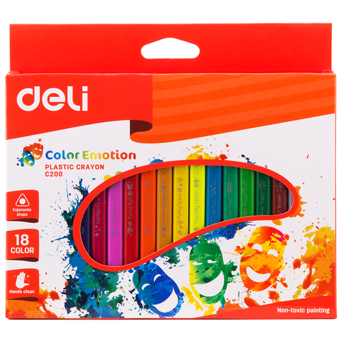 Deli Восковые мелки трехгранные Color Emotion, 18 цветов белый