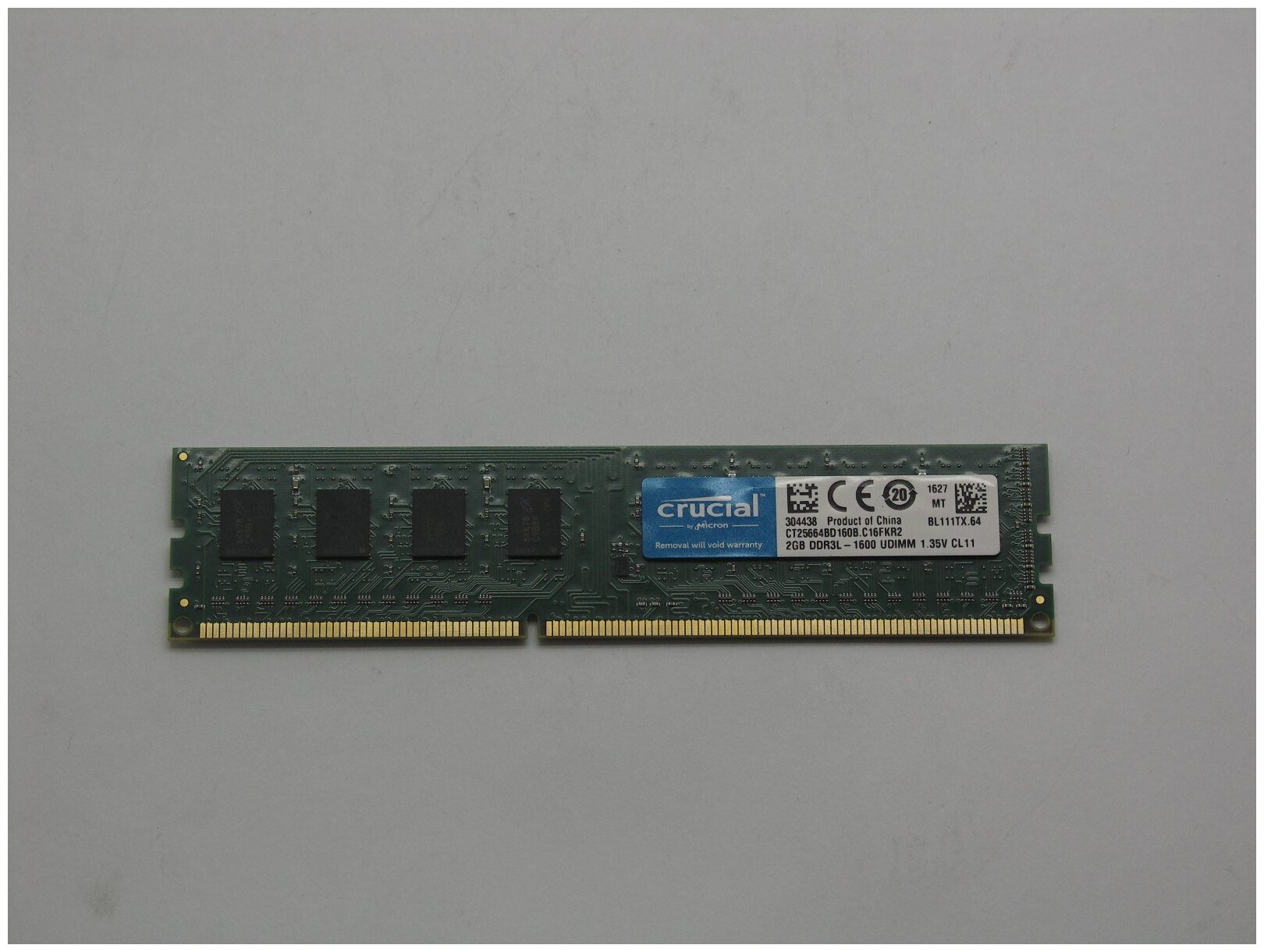 Модуль памяти DIMM DDR3L 2Gb 1600Mhz PC-12800 Crucial CT25664BD160BJ