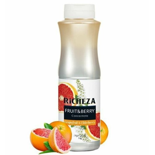 Концентрат натуральный Грейпфрут-Бузина RiCHEZA 1кг, для лимонадов и коктейлей, чая и морса