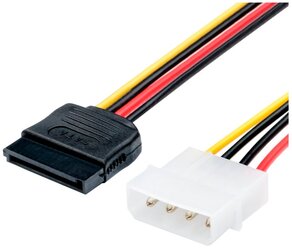 Кабель Atcom 4-pin Molex - SATA (АТ3798), черный/красный/желтый, 0.15 м