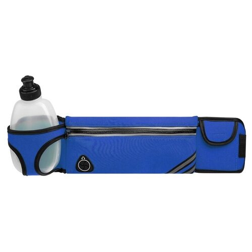 фото Сумка на пояс onlitop спортивная, 45*9 см, с бутылкой, 15*8*3 см, 2 кармана, цвет синий