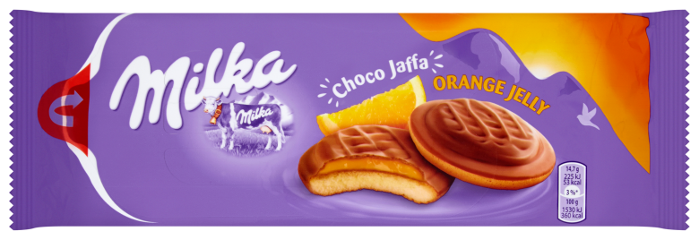 Печенье Milka Jaffa с апельсиновым желе 147 г - фотография № 1