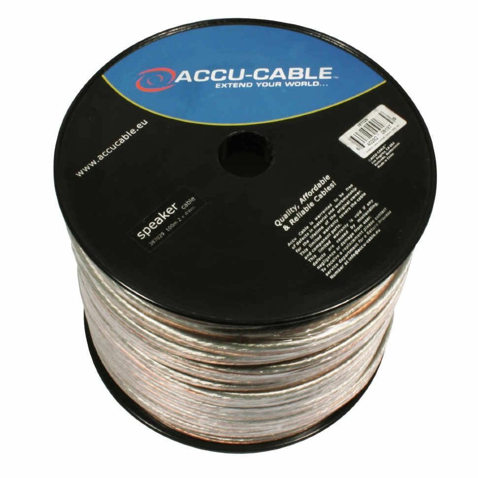 ADJ AC-SC2-4/100R Акустический кабель 2 x 4мм2, плоский; цвет: прозрачный. катушка 100 метров