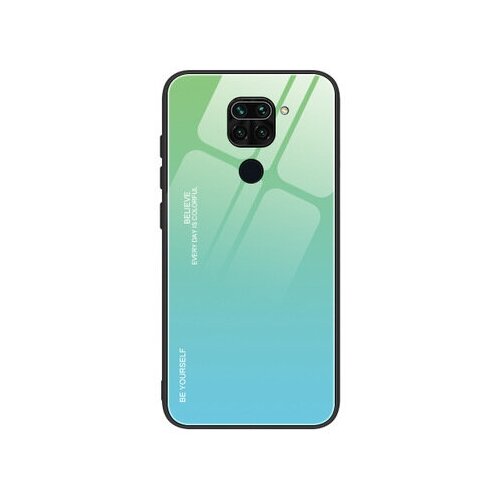 фото Чехол-бампер mypads для xiaomi redmi note 9s / redmi note 9 pro / pro max стеклянный из закаленного стекла с эффектом градиент зеркальный блестящий переливающийся зеленый
