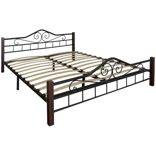 Кровать Сартон 1 (140) черный/средне-коричневый