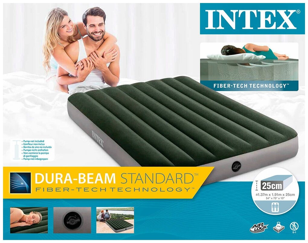 Кровать надувная INTEX 64108 DURA-BEAM PRESTIGE DOWNY, 137x191х25 см - фотография № 3