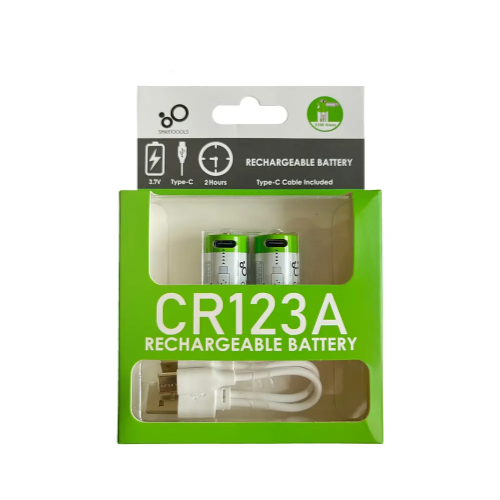 Аккумуляторные батарейки тип CR123A/16340 3.7V 700 mAh с USB type-C кабелем для зарядки, 2 штуки.