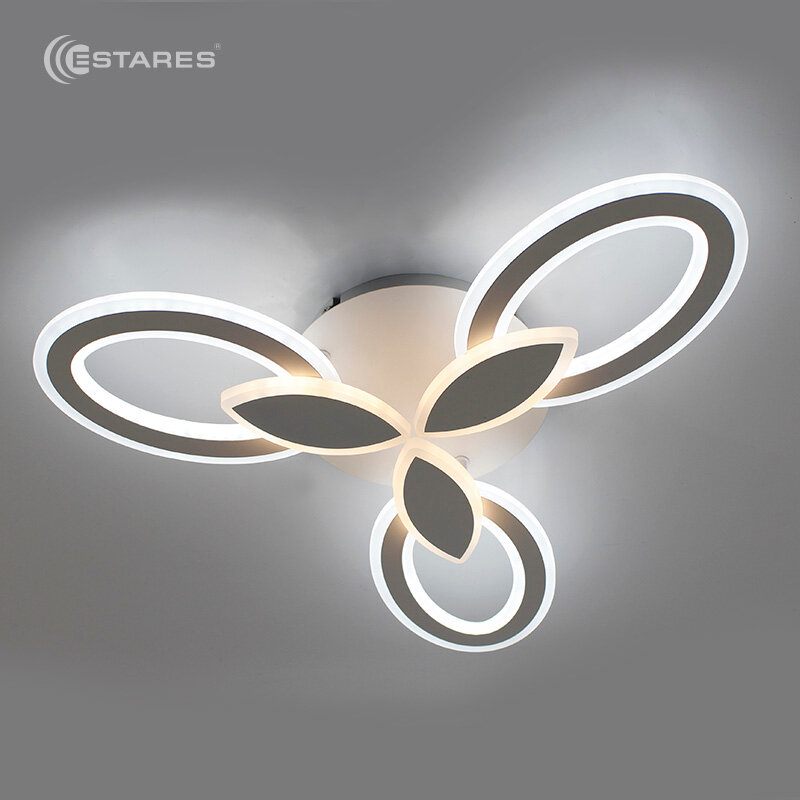 фото Estares св-к-люстра св/д Aurora double 3F 60W(6000Lm) 2K-6K 575х80 белый IP20