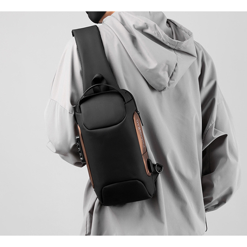 фото Рюкзак кросс-боди 1051055906, фактура бархатистая, черный, коричневый без бренда