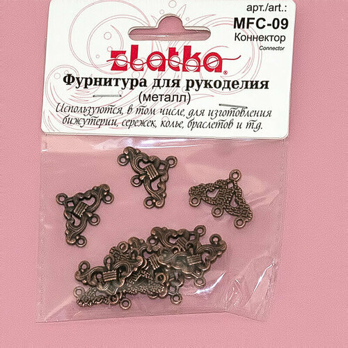 фото Zlatka коннектор mfc-09 12 х 23 мм 10 шт под античную медь