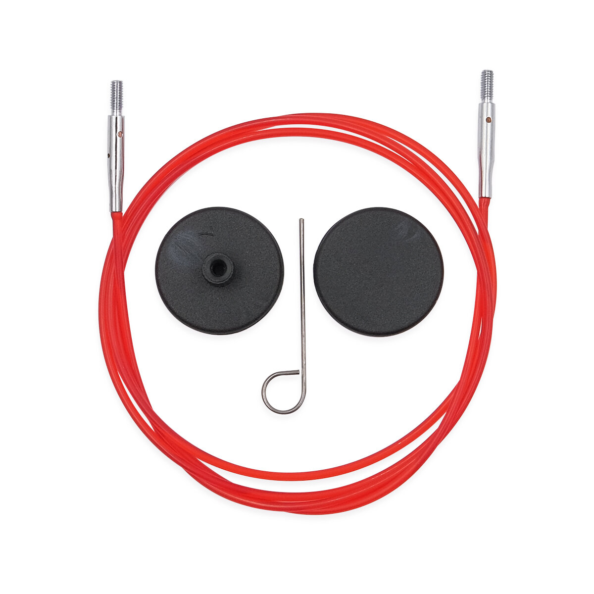 Тросик для съемных спиц, длина 76 см, нейлоновый, KnitPro красный