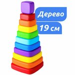 Деревянная пирамидка детская развивающая для малышей MEGA TOYS обучающая логическая игрушка для девочек и мальчиков / сортер пирамида Монтессори - изображение