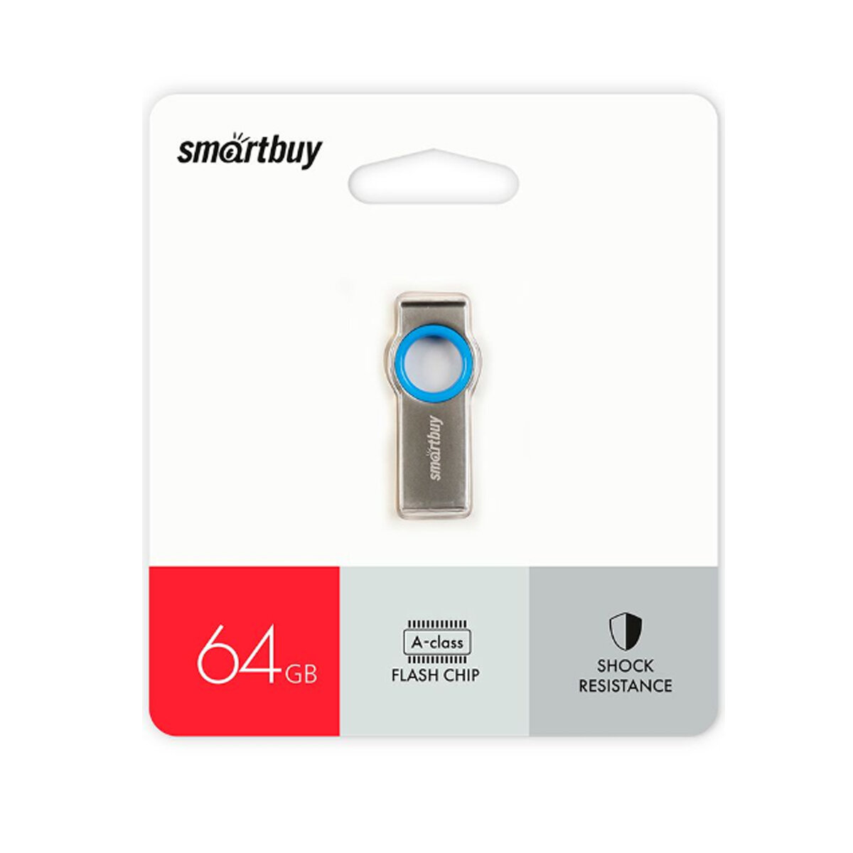 Флеш-накопитель USB 2.0 Smartbuy 64GB MC2 Metal (SB064GBMC2), серый металлик, синий