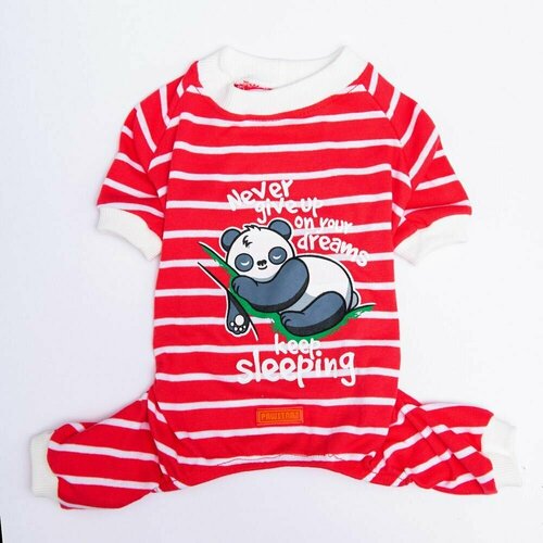 Комбинезон-пижама для собак PAWSTAR. Размер XL. Костюм красная тельняшка. Обхват груди 47-54 см. Одежда мелких и средних пород