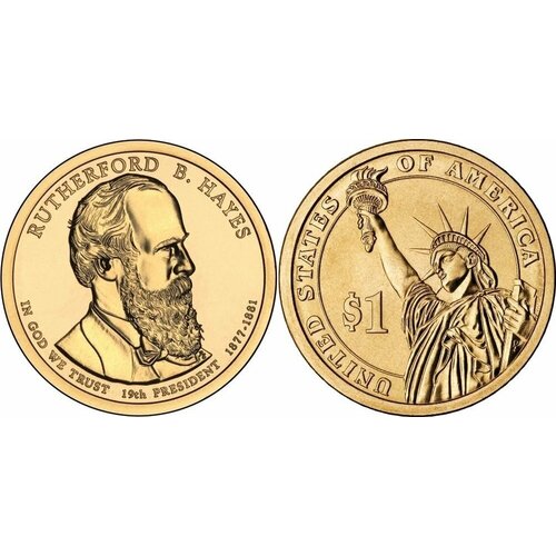1 доллар 19-й президент США Резерфорд Бёрчард Хейс 2011 год 19d монета сша 2011 год 1 доллар ратерфорд бёрчард хейс 2011 год латунь unc