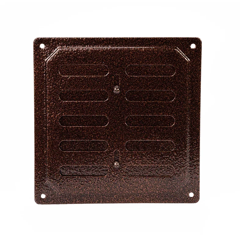 Решетка металлическая с заслонкой, коричневая (160х160мм)