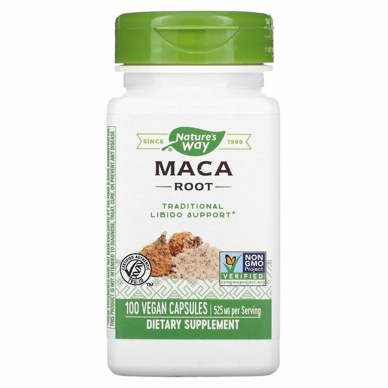 Мака 525 мг, Nature's Way, Maca 100 капсул / Для тестостерона, потенции, мышц, выносливости