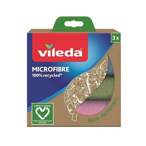 Vileda Салфетка Виледа из микрофибры 100% Эко 3 шт (Vileda Eco 100% Recycled)