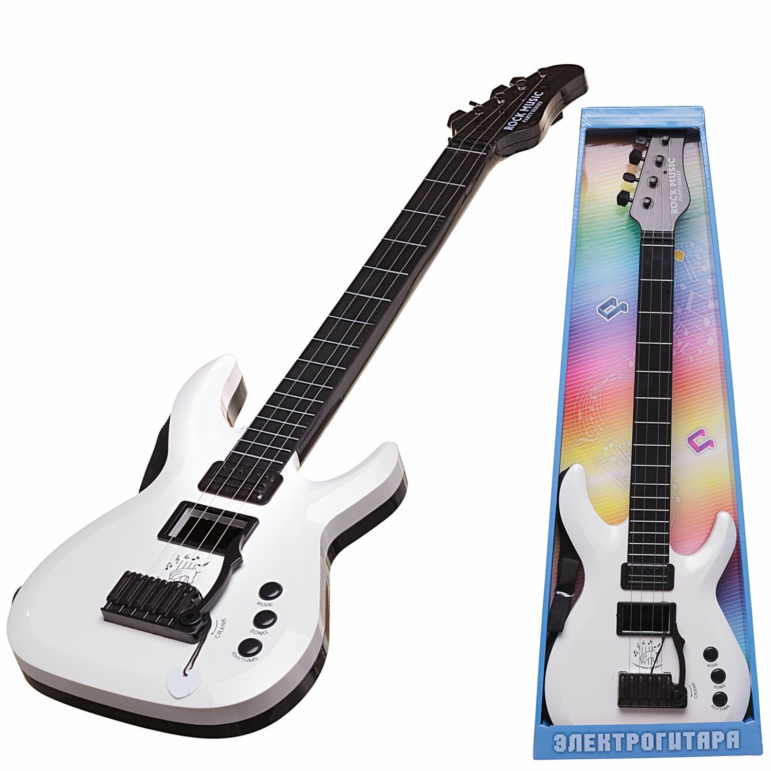 Детская электрическая гитара ABtoys, белая, со звуковыми и световыми эффектами D-00089