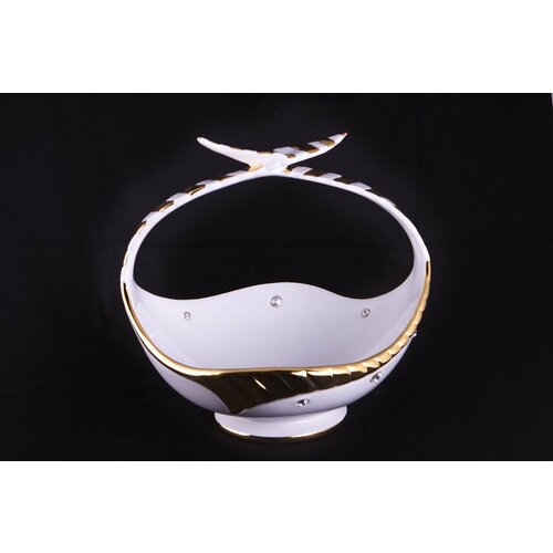 Корзинка средняя с золотом с кристаллами 26*23*25h см