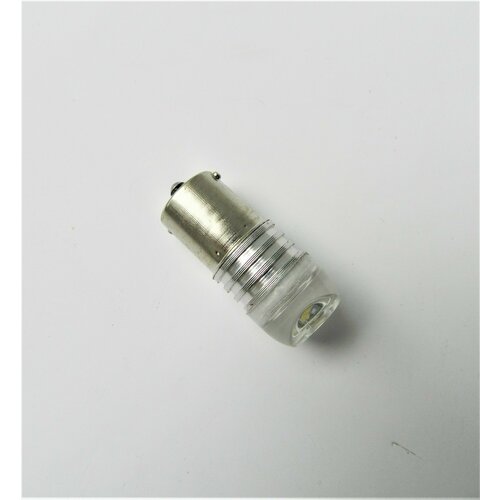 Лампа автомобильная / лампа фары светодиод Т25 - линза 1,5 Вт белый, радиатор (М5)