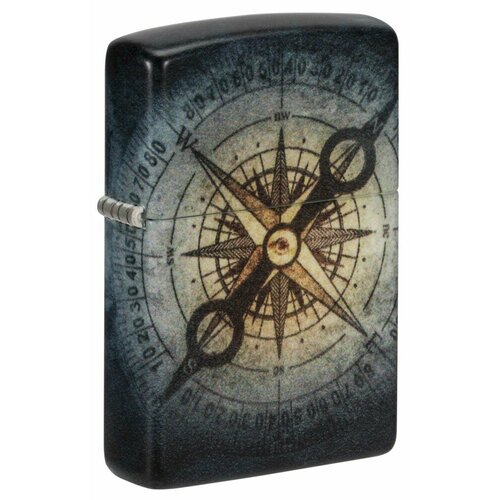 Зажигалка ZIPPO Compass Ghost с покрытием Glow In The Dark Green, латунь/сталь, черная, 38x13x57 мм