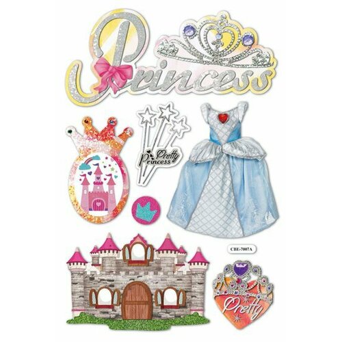 Наклейки объемные Fun Kingdom Princess 1, 12,5х23,5см