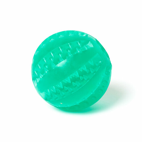 Игрушка мяч для собак резиновый неубиваемый, Чистые клыки, Играй Гуляй, диаметр - 7 см, зеленый