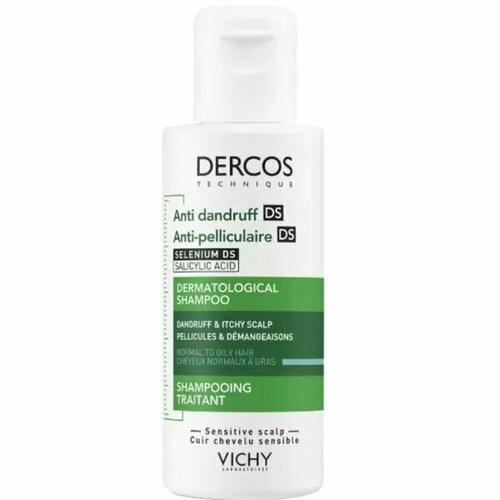 Vichy Деркос шампунь-уход интенсивный против перхоти для нормальных и жирных волос 75мл