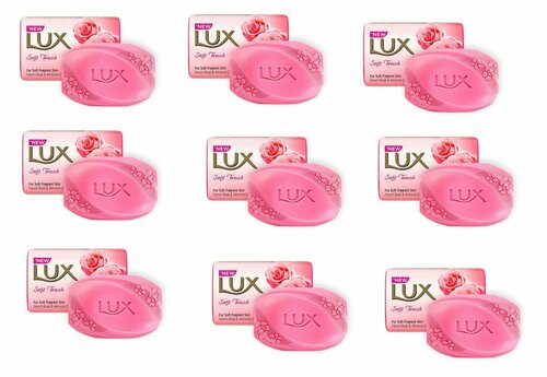 LUX Туалетное мыло Роза и миндаль, розовое, 80 г - 9 штук