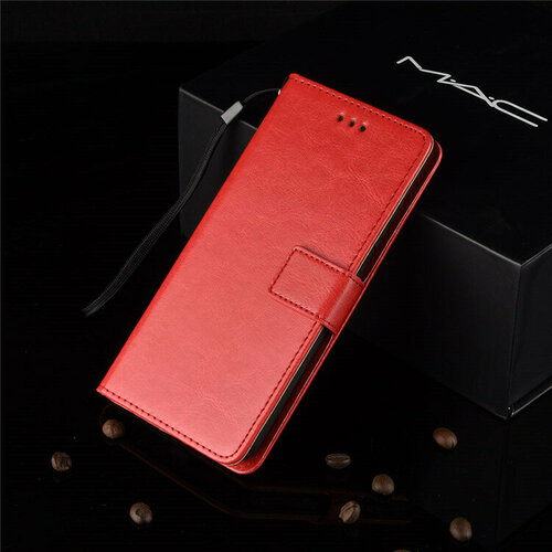 Чехол-книжка MyPads Porta Biglietti из эко-кожи с подставкой застёжкой и визитницей для Xiaomi 12T Pro красный