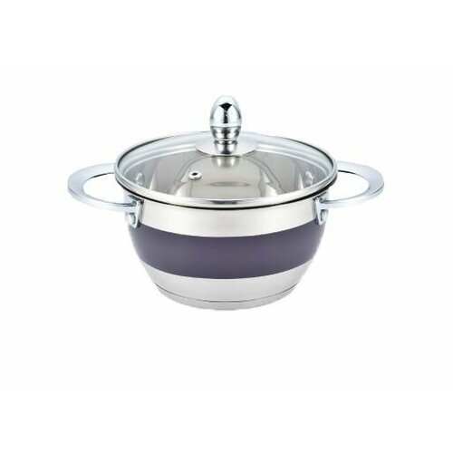 GREEN POINT 2211P-GP Кастрюля с крышкой 1,5л, 16х9см, нерж. сталь, фиолетов.