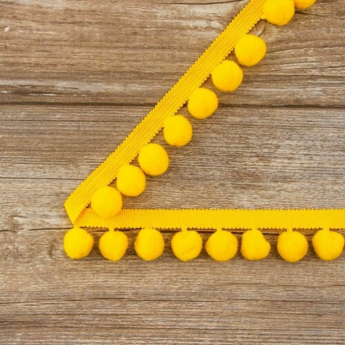 Тесьма с помпонами, диаметр 20 мм, цвет желтый, 1 упаковка