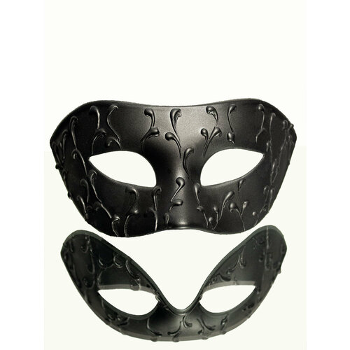 Карнавальная маска для мужчин черная венецианская маска чёрно красная для маскарада мужская