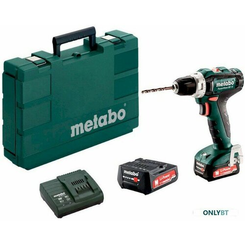 Шуруповерт Metabo PowerMaxx BS 12 601036500 (с 2-мя АКБ 2 Ah, кейс) шуруповерт витязь да 418 2 с 2 мя акб кейс