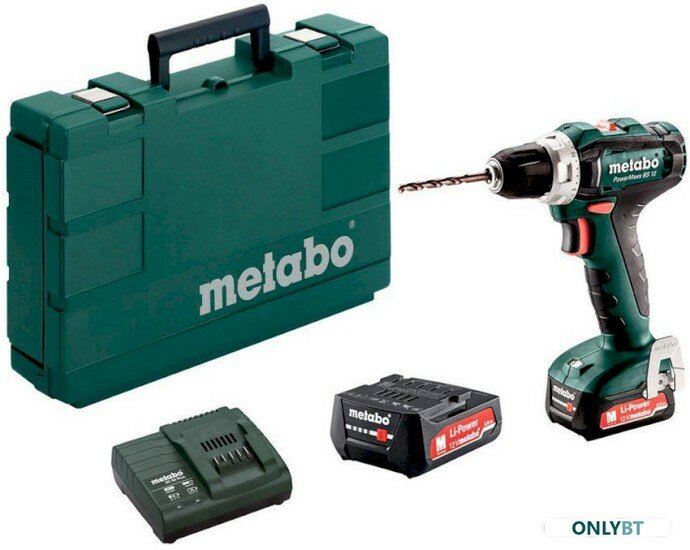 Шуруповерт Metabo PowerMaxx BS 12 601036500 (с 2-мя АКБ 2 Ah, кейс)