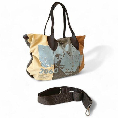 фото Сумка шоппер sum18, серый, бежевый golden guss