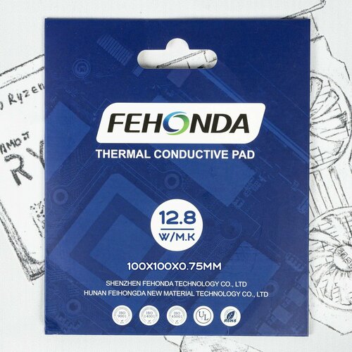 Термопрокладка Fehonda 100 x 100 x 0.75 мм 12.8W