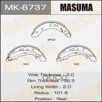 Колодки Тормозные Барабанные Masuma арт. MK-6737