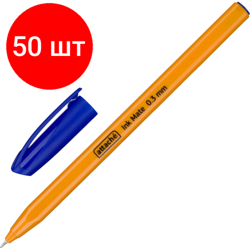 Комплект 50 штук, Ручка шариковая неавтомат. Attache Ink Mate линия 0.3мм оранжев. корп