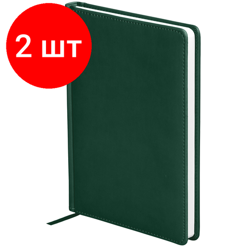 Комплект 2 шт, Ежедневник недатированный, А5, 136л, кожзам, OfficeSpace Winner, зеленый