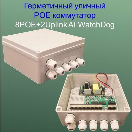 Уличный POE(свитч) 8POE+2Uplink,100 Мбит/с, WatchDog+VLAN, Бюджет 120 Ватт, switch IC REALTEK