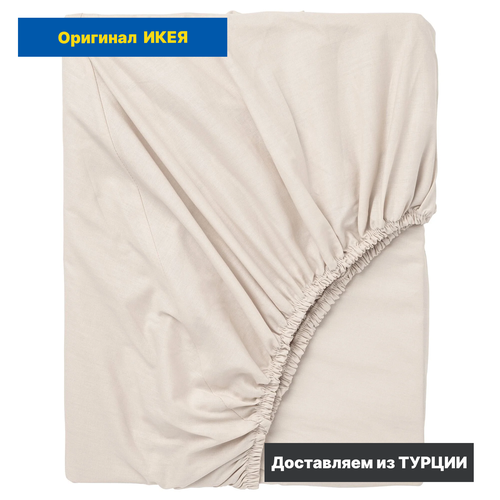 фото Простыня на резинке ikea dvala / икея dvala, хлопок, 140x200 см, бежевый vigrana