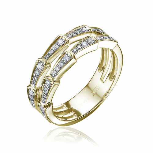 Кольцо Белый Бриллиант, желтое золото, 585 проба, родирование, бриллиант, размер 17, желтый
