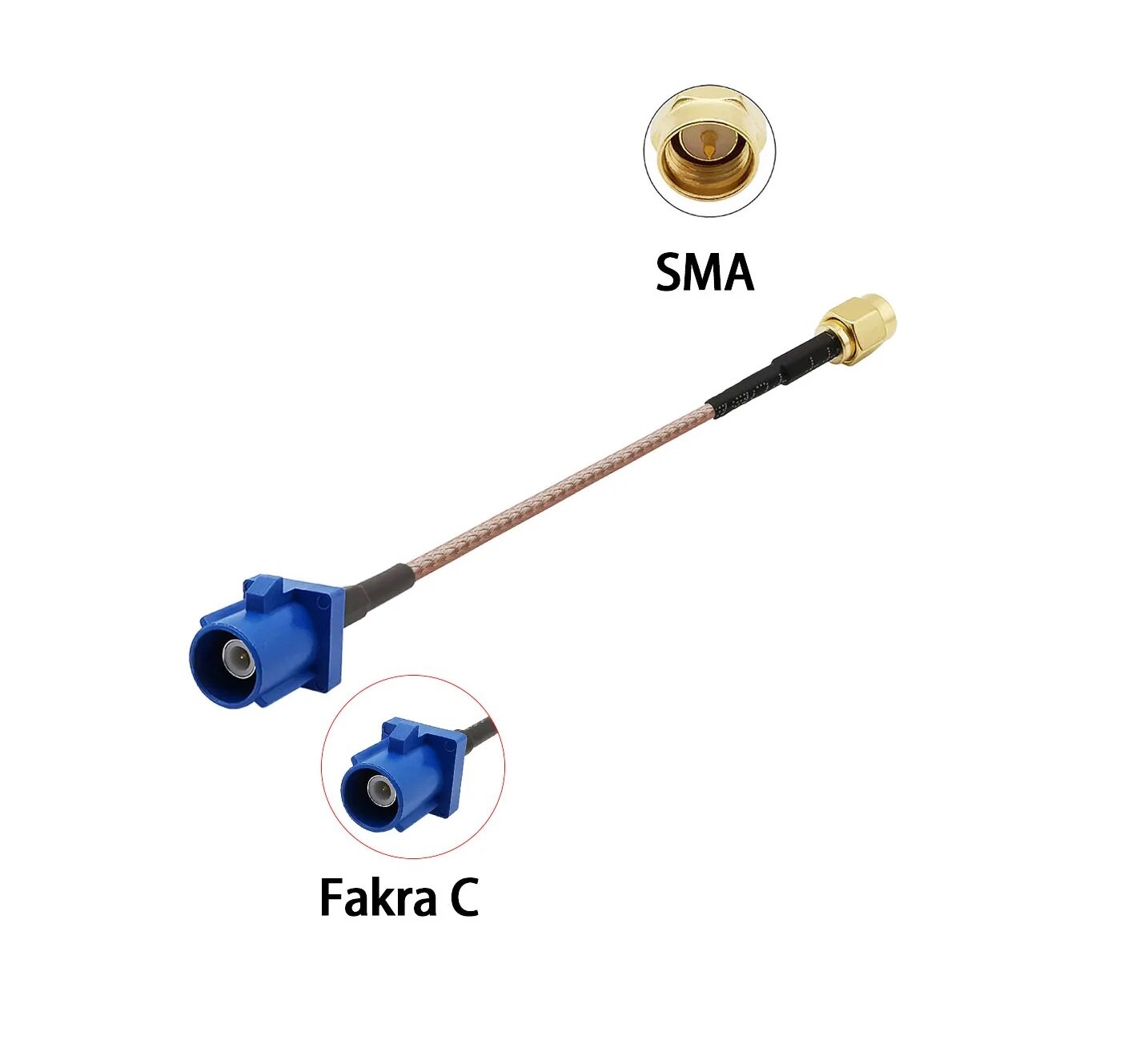 Переходник для подключения штатной GPS антенны Fakra C (штекер)/SMA (штекер)