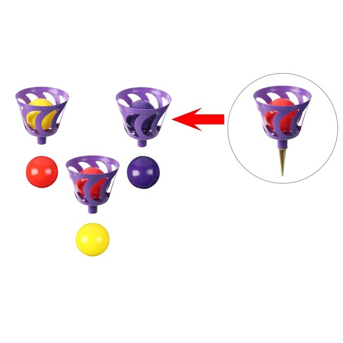 Игра на свежем воздухе "Шароброс уличный": 3 корзинки 6 мячей.