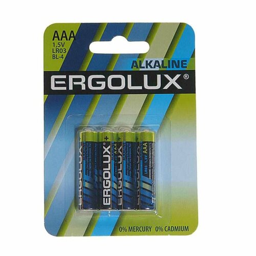 Батарейка AAA LR03 1.5V блистер 4шт. (цена за 1шт.) Alkaline, LR03 BL-4, ERGOLUX батарейки удлинители и переходники ergolux батарейка alkaline lr03 box40